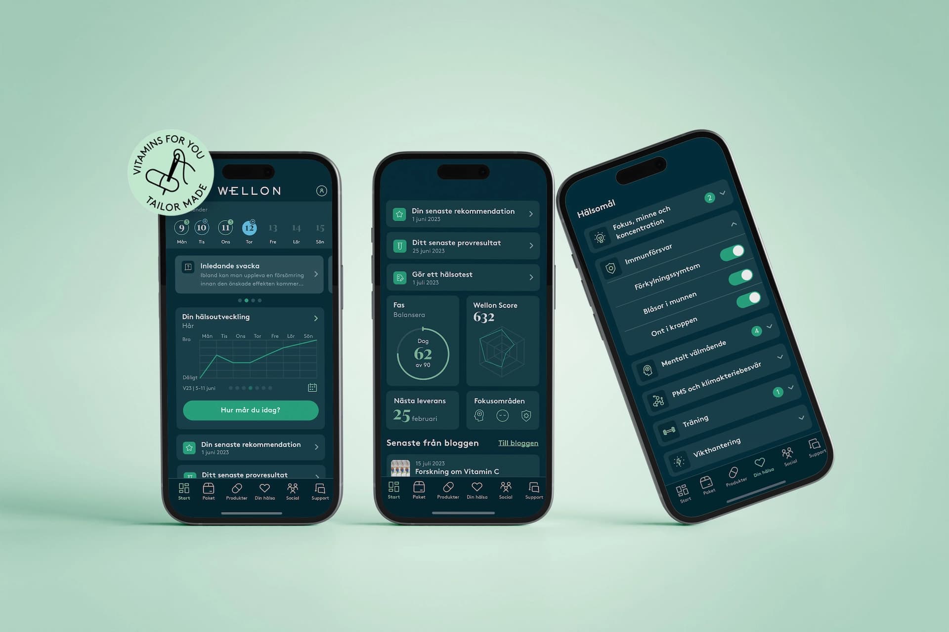 App för Wellon utvecklad i React Native och designad av Brainforest