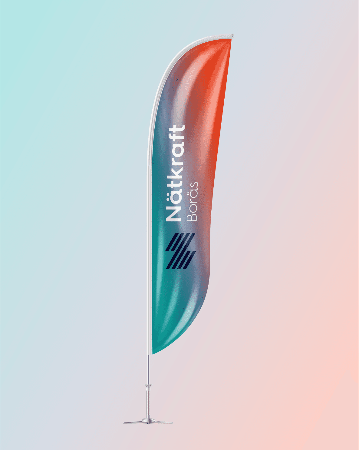 Grafisk design beachflagga Nätkraft Borås av Brainforest
